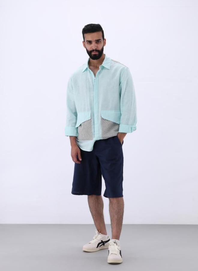 Selene Men Linen Casual Shirt with Pockets - Image 2