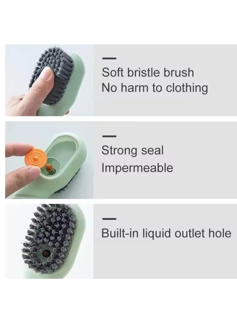 Multifunction Shoe Cleaning Brush with Liquid Dispenser | Long Handle Soap Dispensing Brush | Soft Bristle Clothes & Sneaker Cleaning Tool | Household Stain Removal Scrub Brush - Image 3