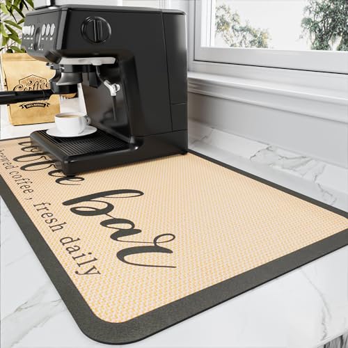 HotLive Coffee Mat - Absorbent Hide Stain Rubber Backed Dish Drying Mat for Kitchen Counter - Bar Mats for Countertops Accessories Fit Under Coffee Maker Espresso Machine - Image 1