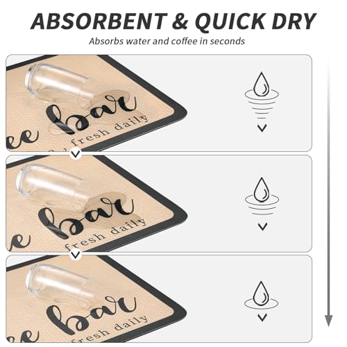 HotLive Coffee Mat - Absorbent Hide Stain Rubber Backed Dish Drying Mat for Kitchen Counter - Bar Mats for Countertops Accessories Fit Under Coffee Maker Espresso Machine - Image 3