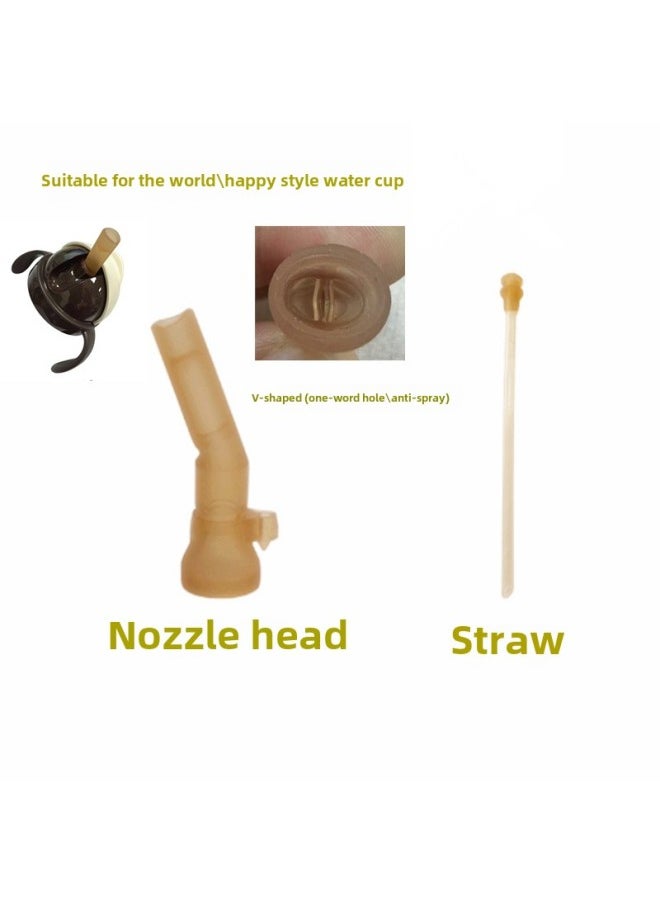 Generic Shixi Water Cup Suction Tube Cup Accessories Milk Bottle Replacement Suction Flap Duckbill Adapts Shixi Flip Cap Water Cup Head Suction Mouth Head-Color:Nozzle Head (one-word Hole) (through With Shixi Style 72-diameter Water Cup Head) + Steel Ball-free Straw 17cm  - Image 1