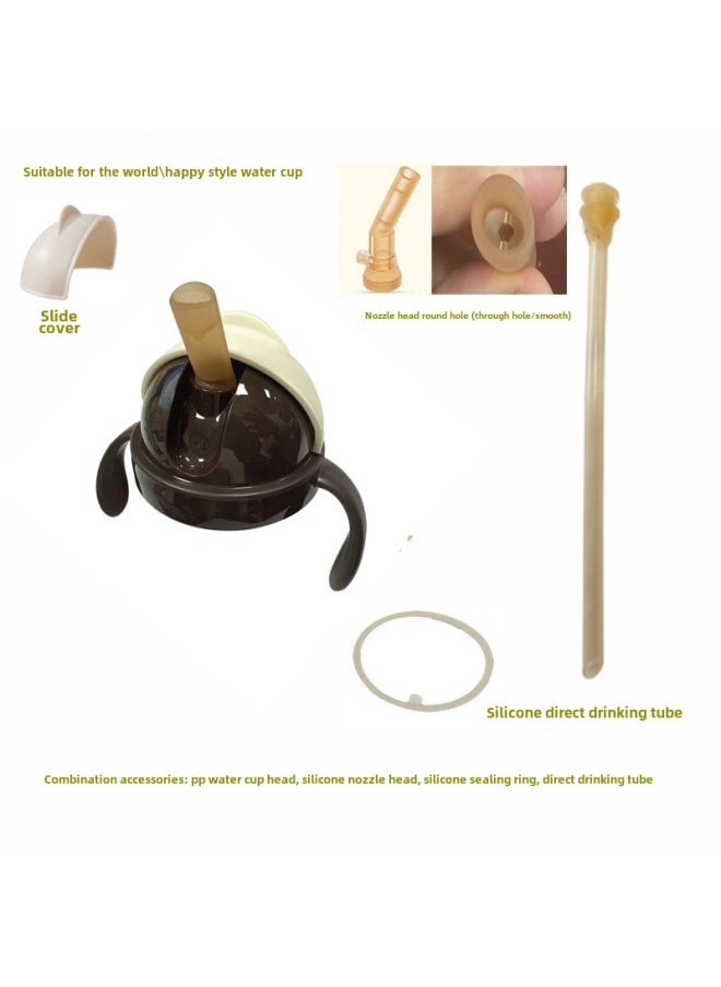 Generic Shixi Water Cup Suction Tube Cup Accessories Milk Bottle Replacement Suction Flap Duckbill Adapts Shixi Flip Cap Water Cup Head Suction Mouth Head-Color:Nozzle Head (one-word Hole) (through With Shixi Style 72-diameter Water Cup Head) + Steel Ball-free Straw 17cm  - Image 3