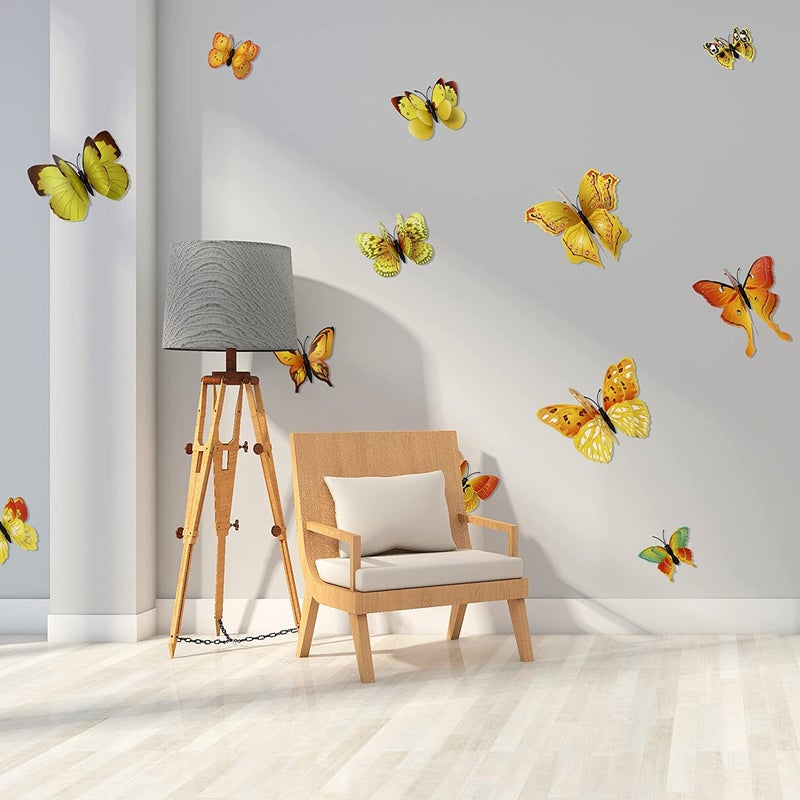 OPSEAM Butterfly Wall Decor 24/48 PCS, 3D Butterflies Stickers for Party Decorations with Magnets(Gold, 24) - Image 4