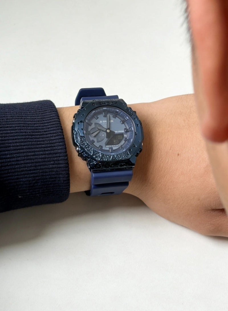 كاسيو CASIO كاسيو مُقاومة للماء ومقاومة للصدمات الحركة الكوارتز حزام الراتنج ساعة اليابانية والكورية نفس الموديل للرجال والنساء لوحة زرقاء - Image 2