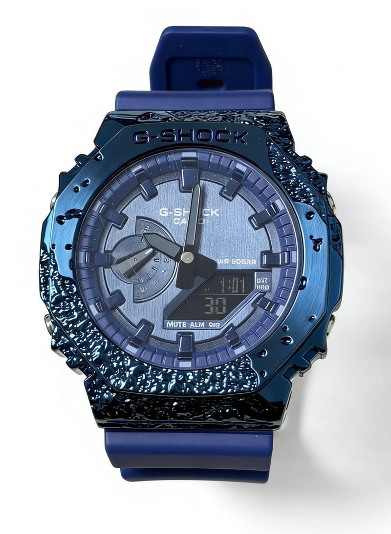 كاسيو CASIO كاسيو مُقاومة للماء ومقاومة للصدمات الحركة الكوارتز حزام الراتنج ساعة اليابانية والكورية نفس الموديل للرجال والنساء لوحة زرقاء - Image 1