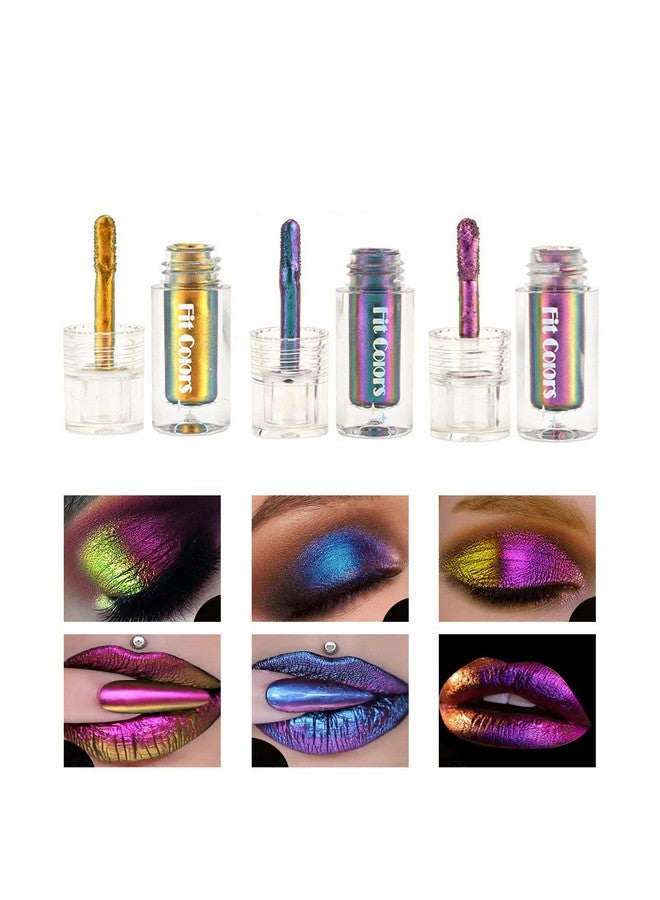 Domality Chameleon Eyeshadow Liquid Set 3Pcs Intense Color Shifting Multichrome Eyeshadow Highly Pigment Metallic Long Lasting Quick Drying No Creasing Eye Makeup - Image 1