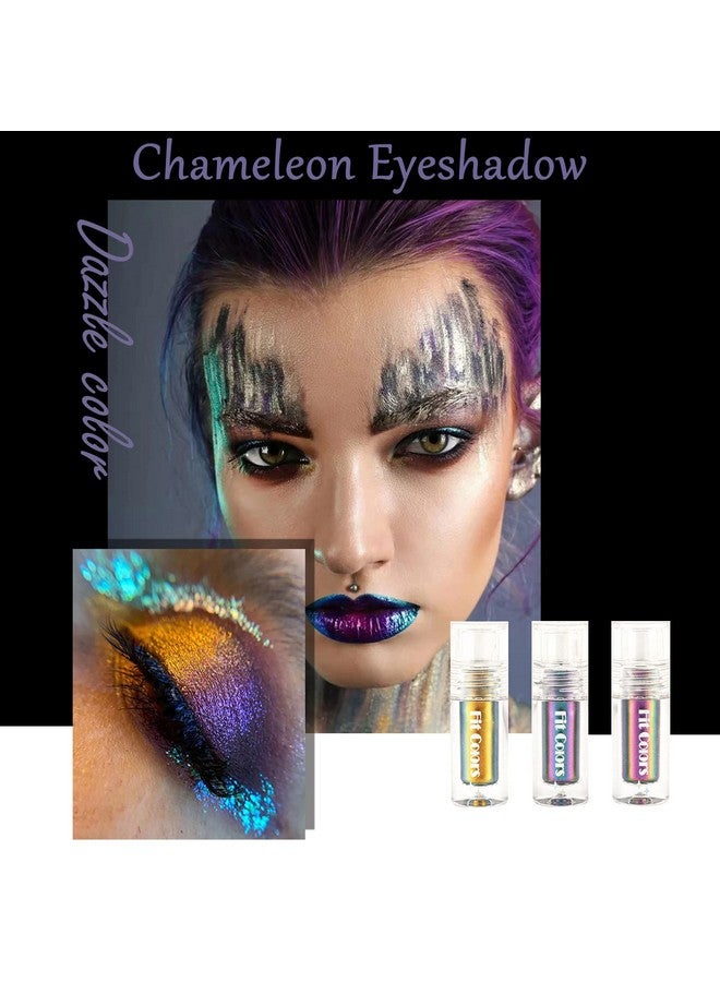 Domality Chameleon Eyeshadow Liquid Set 3Pcs Intense Color Shifting Multichrome Eyeshadow Highly Pigment Metallic Long Lasting Quick Drying No Creasing Eye Makeup - Image 3