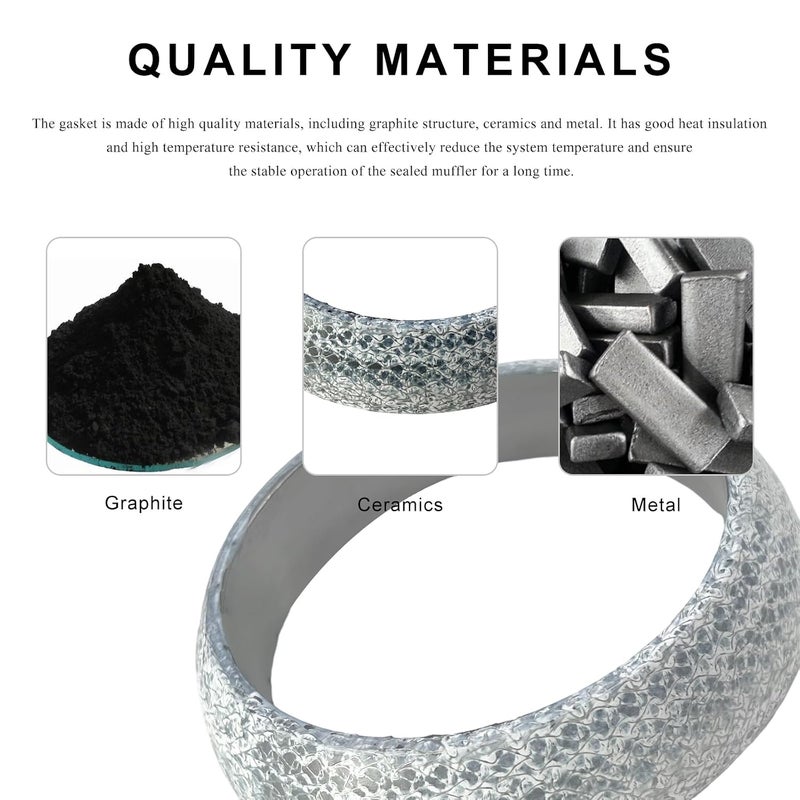 FSTURIOS ID 45mm Car Exhaust Gasket, High Grade Graphite Exhaust Flange Gasket Muffler Ring, Universal Leakproof Manifold Downpipe Exhausts Donut Gaskets Replacement for SUV Truck RV - Image 3