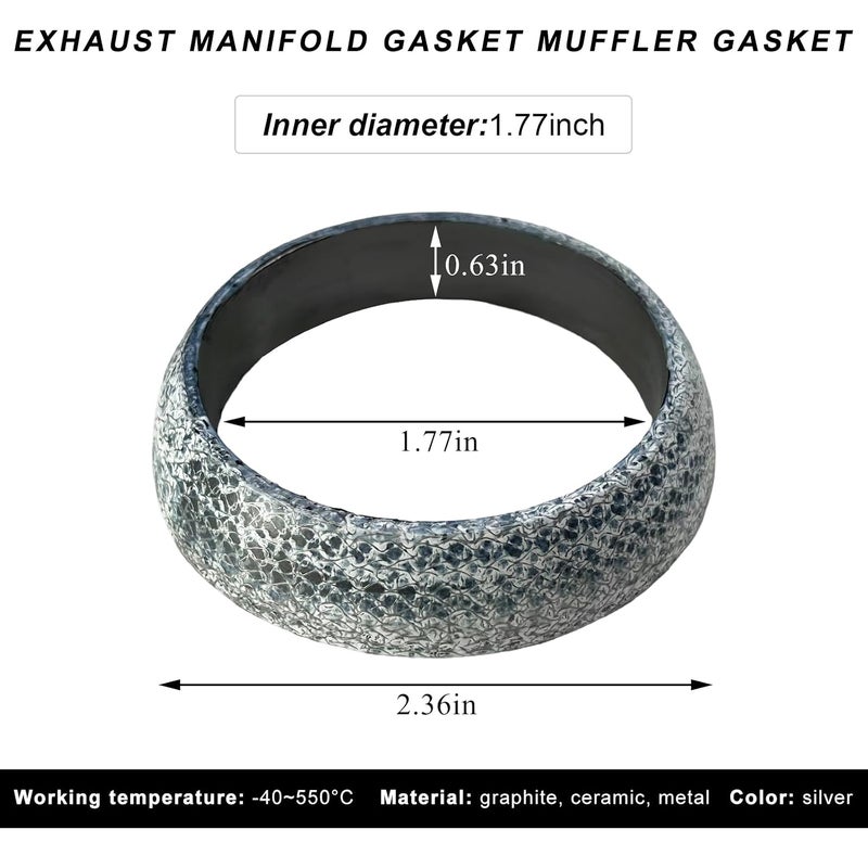 FSTURIOS ID 45mm Car Exhaust Gasket, High Grade Graphite Exhaust Flange Gasket Muffler Ring, Universal Leakproof Manifold Downpipe Exhausts Donut Gaskets Replacement for SUV Truck RV - Image 2