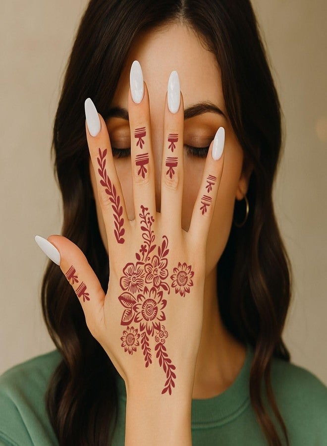 ORDERSHOCK Full Hand Mehndi Art Combo Sticker for DIY Use For Girls & Women Palm And Finger Design Pack Of 2 - Image 4
