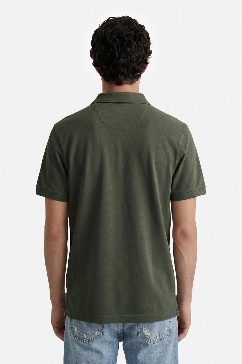 سنيتش Olive Solid Half Sleeve Regular Fit Casual T-Shirt