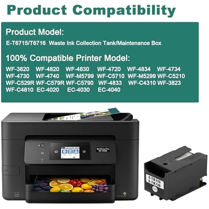 T6715 T6716 INK MAINTENANCE BOX REPLACEMENT FOR WORKFORCE PRO WF-4730 WF-4740 WF-4830 WF-4720 WF-4734 WF-4820 WF-3820 EC-4020 EC-4030 EC-4040 WF-C5710 WF-C5790 WF-C5210 WF-4833 - Image 3