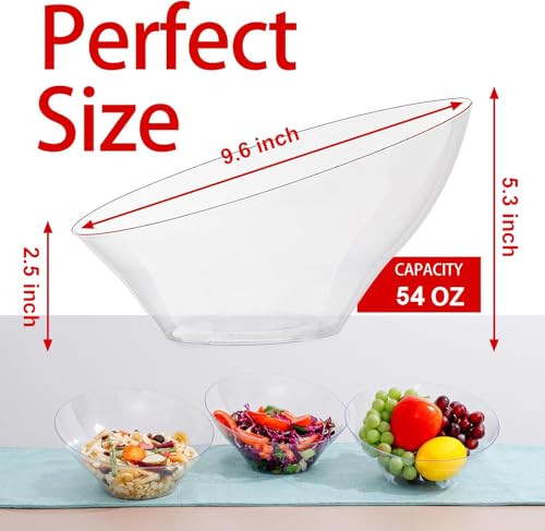 bUCLA 54 OZ Clear Plastic Serving Bowls 12 Pack Angled Serving Bowls Disposable for ChipCandy Party Table Salad and Fruit - Image 5