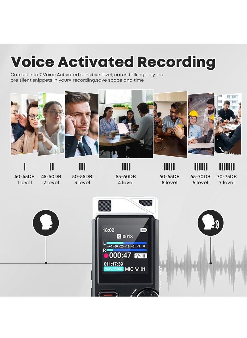 ماركة غير محددة مسجل صوت رقمي، مسجل صوت منشط، مشغل MP3 متعدد الوظائف وسهل الاستخدام مع تقليل الضوضاء تلقائيًا، جهاز تسجيل مع تشغيل لاجتماعات المحاضرات، (قطعة واحدة، 8 جيجابايت)  - Image 3
