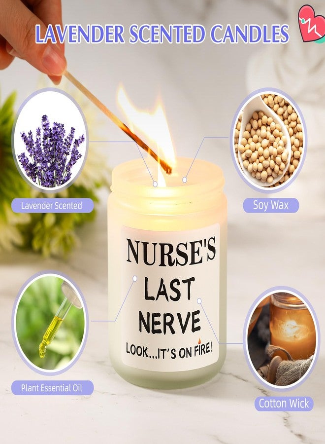 MTLEE 2 Pcs Christmas Nurse Gifts Nurse's Last Nerve Lavender Candle with Wood Sign Funny Birthday Candle CNA Gifts for Women Doctor Student Graduation Presents (White) - Image 5