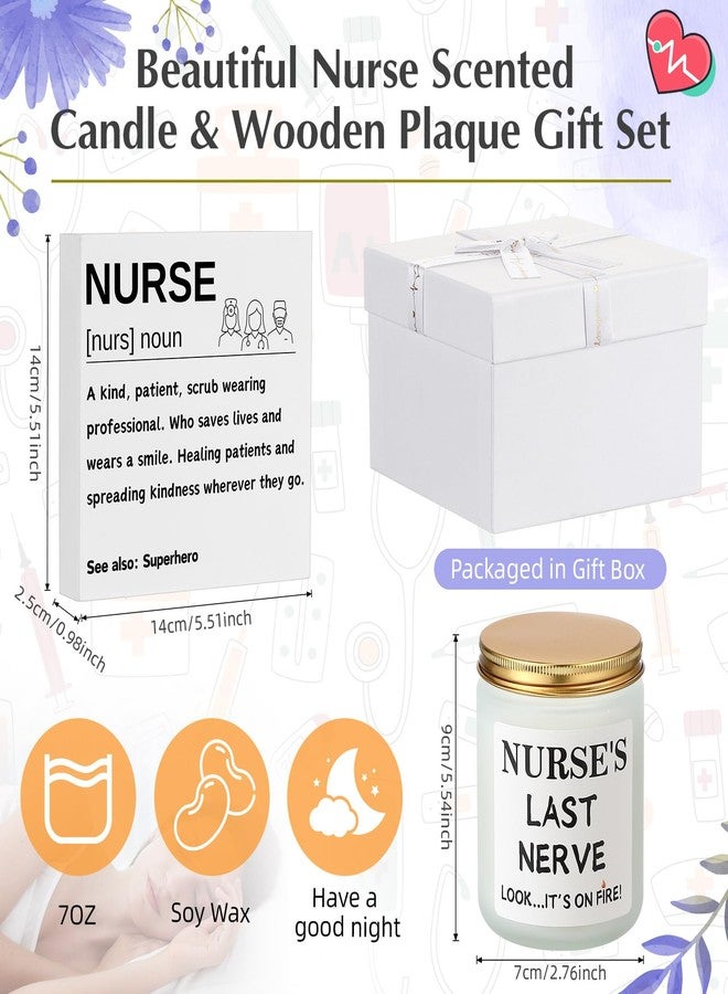 MTLEE 2 Pcs Christmas Nurse Gifts Nurse's Last Nerve Lavender Candle with Wood Sign Funny Birthday Candle CNA Gifts for Women Doctor Student Graduation Presents (White) - Image 2