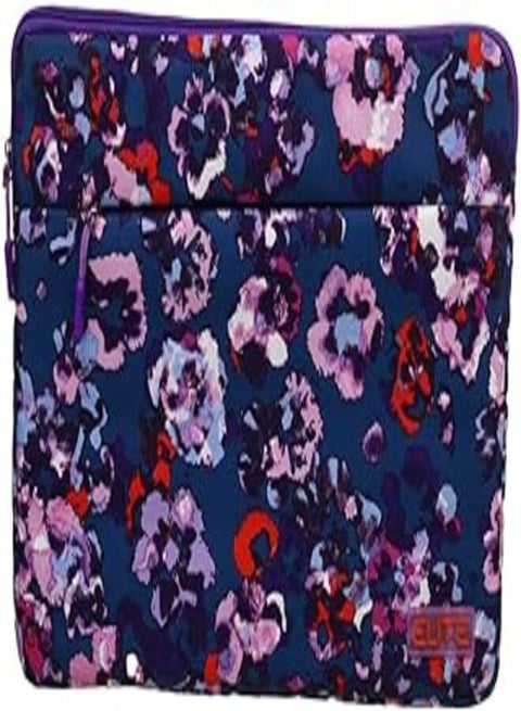 ELITE Fabric Pocket Sleeve With Flower Design And Zipper Pocket For Laptop And Tablets 15.6 Inch - Multi Color