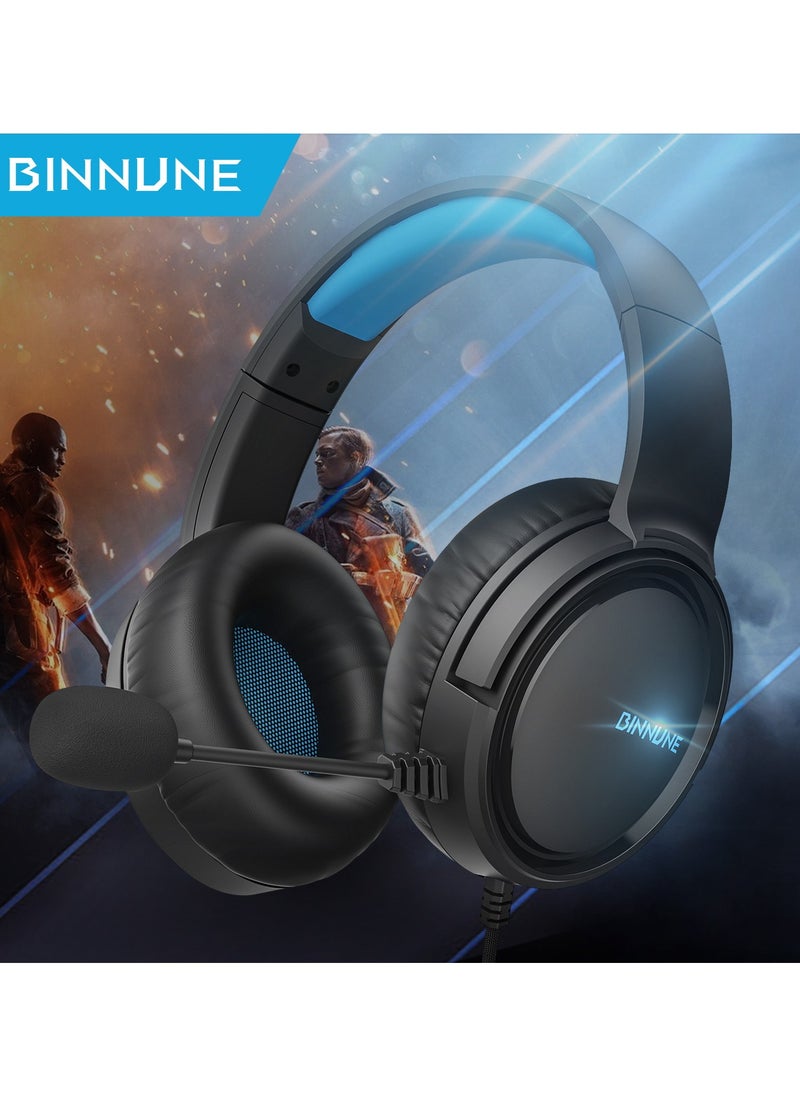BINNUNE - Wired Gaming Headset with Mic for PS4 PS5 Xbox Series S|X PC Laptop Switch with 50MM Titanium Drivers & Noise-Canceling Mic - Image 1