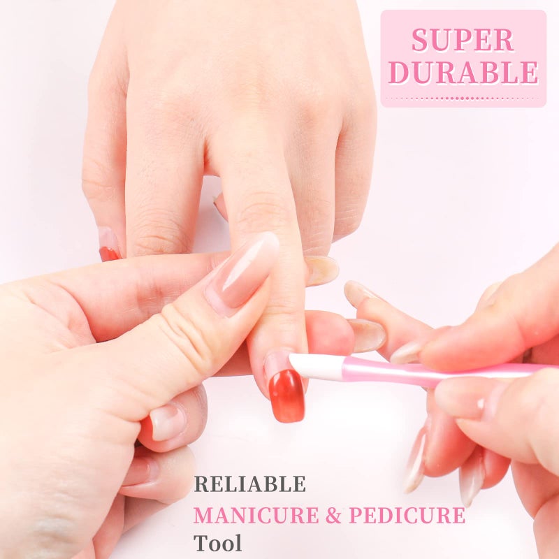 heemeei 50Pcs Nail Cuticle Trimmer Rubber Nail Cleaner, Plastic Handle Cuticle Knife, Double End Nail Dead Skin Fork Cuticle Pusher Bulk Nail Art Cuticle Remover Tools(Pink) - Image 4