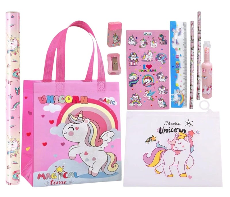 Tera13 Unicorn Gift Combo for Girl Kids (Pack of 6 Item) | Unicorn Stationery Set for Gifts | Stationery Item for Kids | School Supply | Diwali Gift | Age 4-10 Years | Multicolor - Image 1