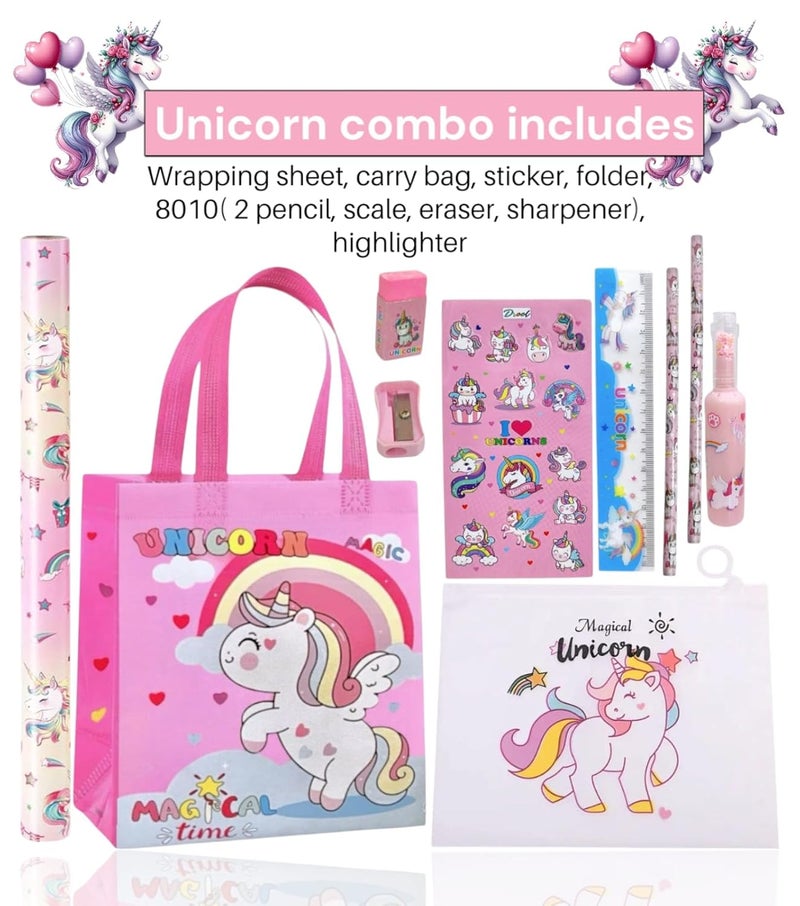 Tera13 Unicorn Gift Combo for Girl Kids (Pack of 6 Item) | Unicorn Stationery Set for Gifts | Stationery Item for Kids | School Supply | Diwali Gift | Age 4-10 Years | Multicolor - Image 2