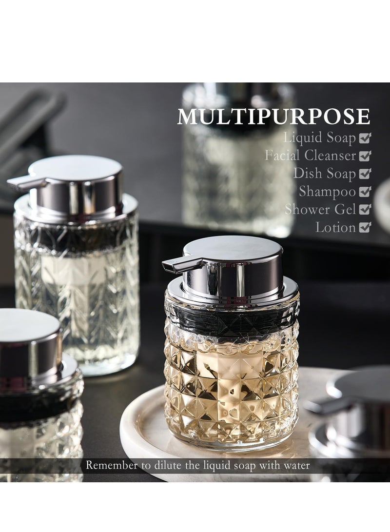 SYOSI Glass Soap Dispenser with Rust Proof Pump, Clear Bathroom Soap and Lotion Dispenser, Refillable Hand Dish Soap Liquid Bottle, Modern Soap Pump Bottles for Bathroom Hotel Kitchen Office (1Pcs) - Image 4