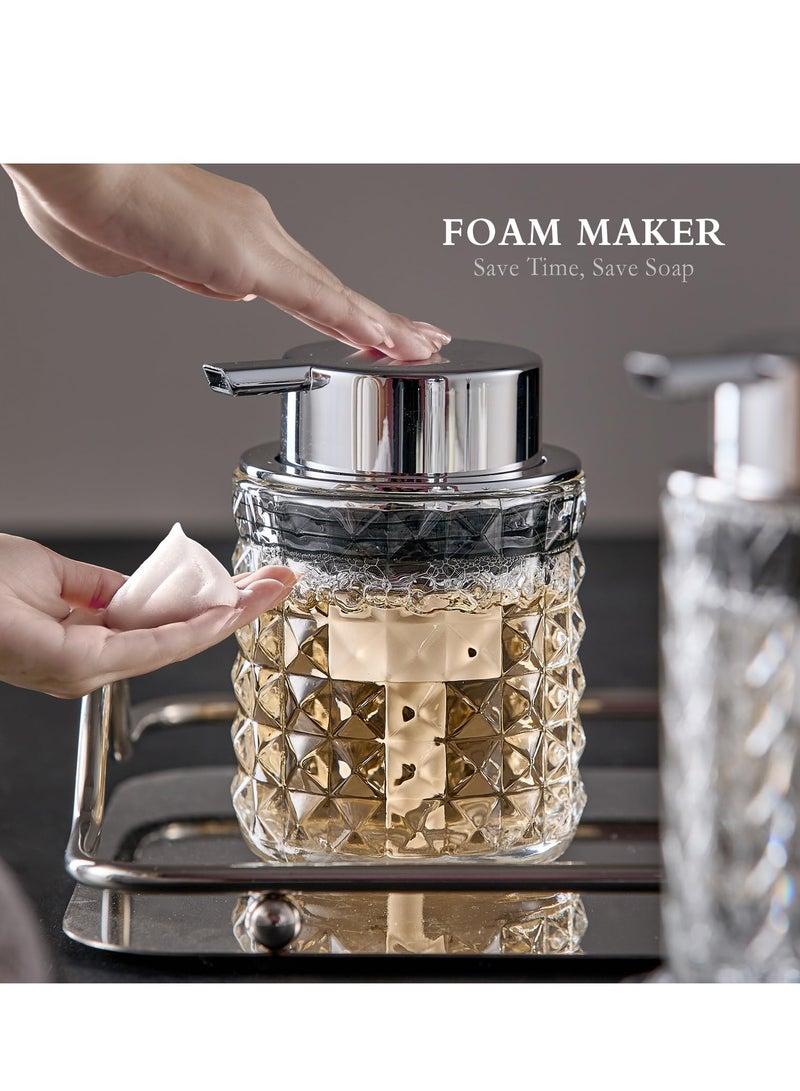 SYOSI Glass Soap Dispenser with Rust Proof Pump, Clear Bathroom Soap and Lotion Dispenser, Refillable Hand Dish Soap Liquid Bottle, Modern Soap Pump Bottles for Bathroom Hotel Kitchen Office (1Pcs) - Image 2