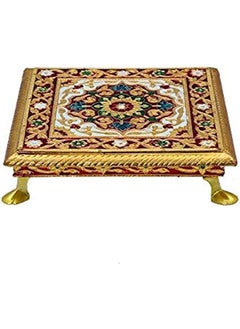 QUESERA Wooden Meena Chowki Bajot with Metal Legs 