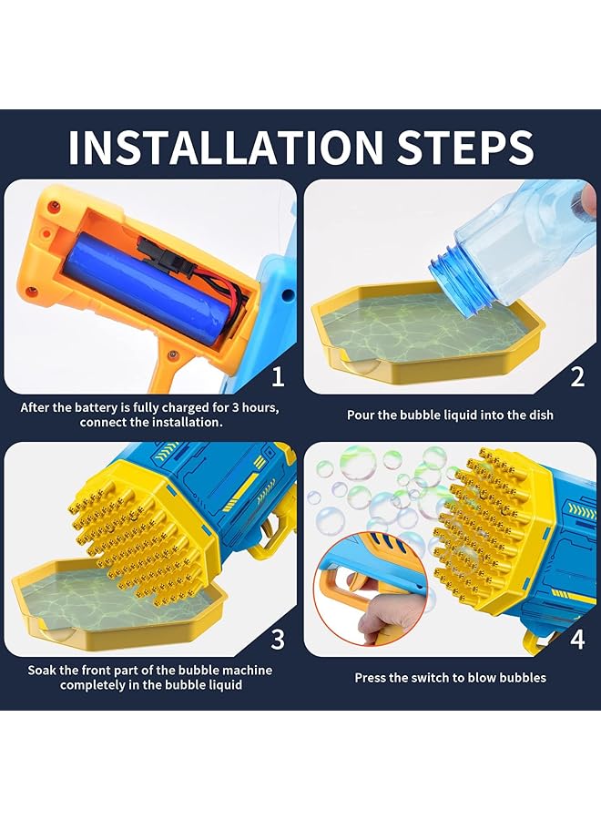 KASTWAVE Bubble Gun 69 Hole Electric Huge Amount Bubble Maker Strong Tightness Bubble Blaster Bazooka Bubble Machine With Colorful Lights For Boys Girls Birthday Summer Outdoor Party Gift - Image 5