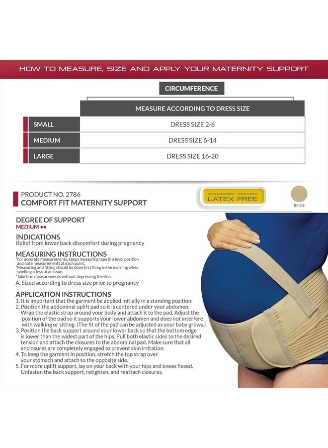 OTC Maternity Support, Abdominal Uplift Panel, Lower Back Cradle, Elastic, Beige, Medium - Image 2