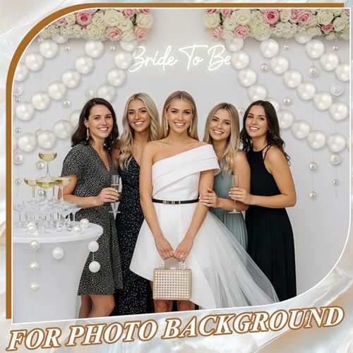 FineCheer Wedding Arch Backdrop Pearl Bead Arch Decoration for Wedding Bridal Shower Engagement Baby Shower Photo Background Decoration and Decor DIY Craft(White,3.1inch X 40inch,Plastic) - Image 4