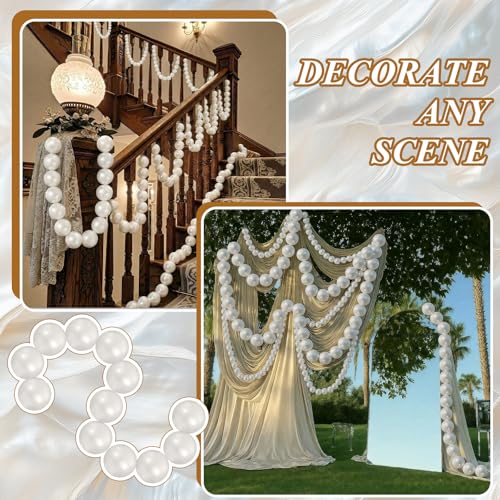 FineCheer Wedding Arch Backdrop Pearl Bead Arch Decoration for Wedding Bridal Shower Engagement Baby Shower Photo Background Decoration and Decor DIY Craft(White,3.1inch X 40inch,Plastic) - Image 5