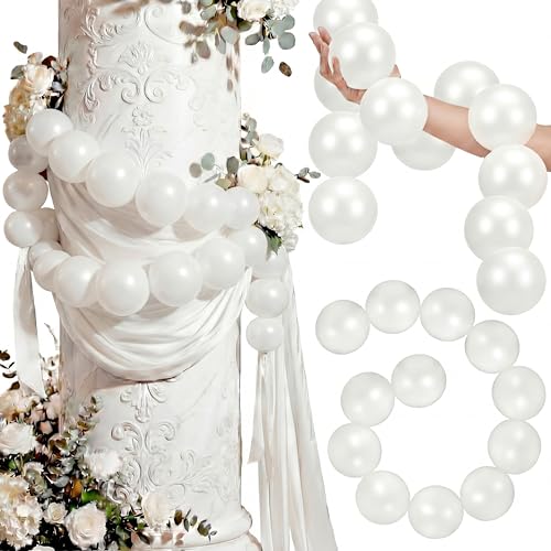 FineCheer Wedding Arch Backdrop Pearl Bead Arch Decoration for Wedding Bridal Shower Engagement Baby Shower Photo Background Decoration and Decor DIY Craft(White,3.1inch X 40inch,Plastic) - Image 1