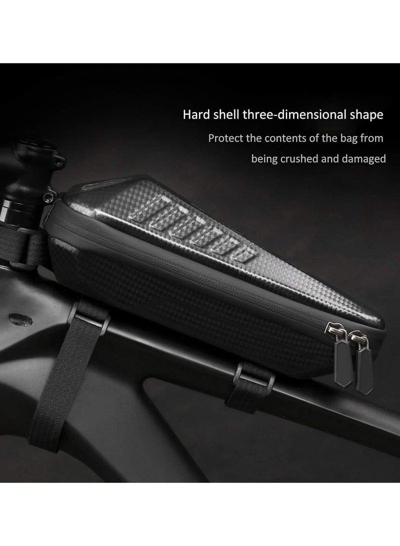 GGOOT Bike Storage Bag, Waterproof Bicycle Bag Front Beam Bag Bike Front Frame Bag Top Tube Handlebar Bag Cell Phone Holder Bag Cycling Pack Black - Image 4