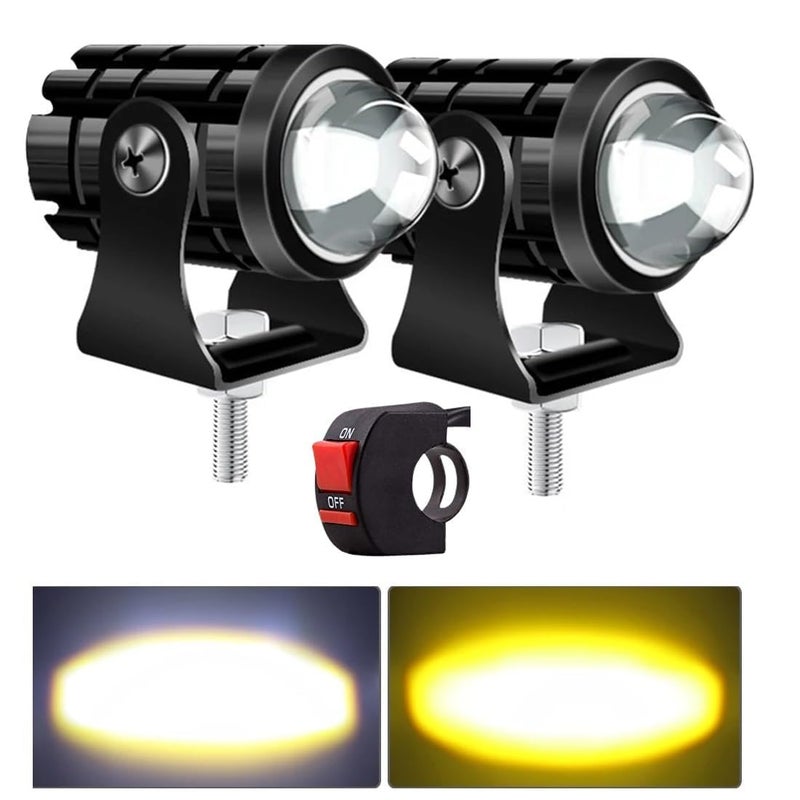 moxly Mini Dual Color 36W LED Motorcycle Fog Lights, White & Yellow with Switch | Waterproof 12V, High-Performance Projector Lens for Enhanced Visibility & Safety (MXKB-001) - Image 4