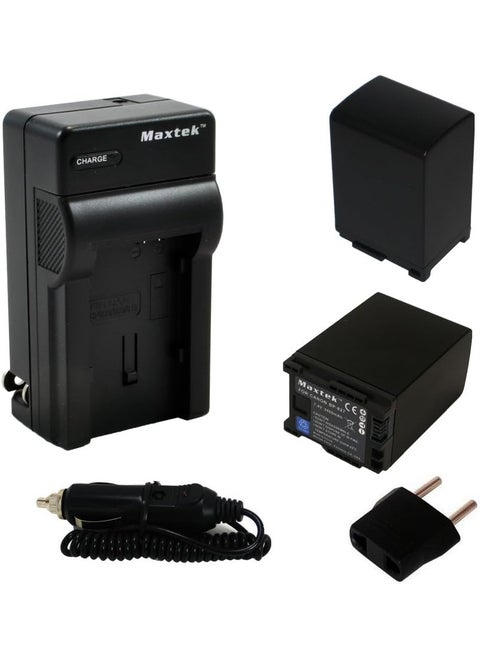 Maxtek 2 Pack 45 Hours Bp827 LiIon Rechargeable Batteries And Pocket Travel AcDc Wall Charger With Car Adapter  Us To European Plug For Canon Bp827 And Canon Vixia Hf20 Hf21 Hf200 Hf G10