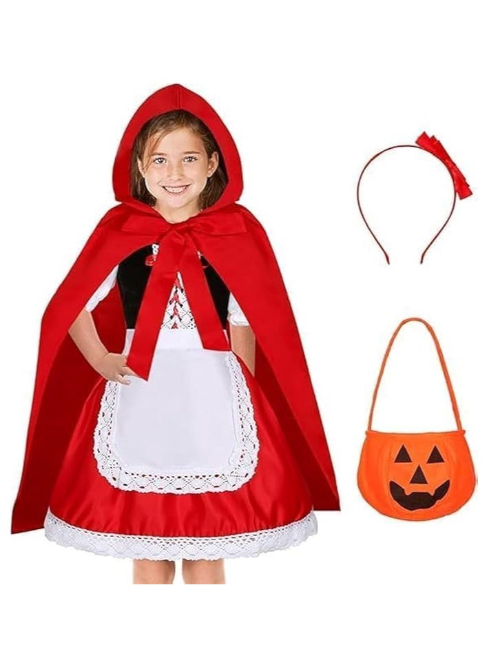 AUTOYSUR زي القبعة الحمراء الصغيرة للبنات فستان حفلات تنكري من سن 4 إلى 12 عامًا - Image 1