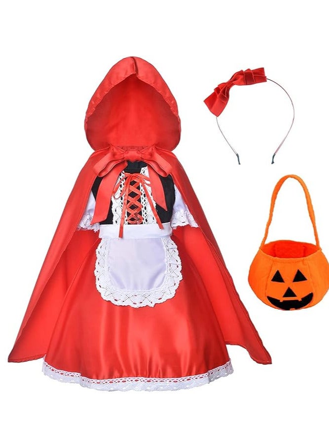 AUTOYSUR زي القبعة الحمراء الصغيرة للبنات فستان حفلات تنكري من سن 4 إلى 12 عامًا - Image 2