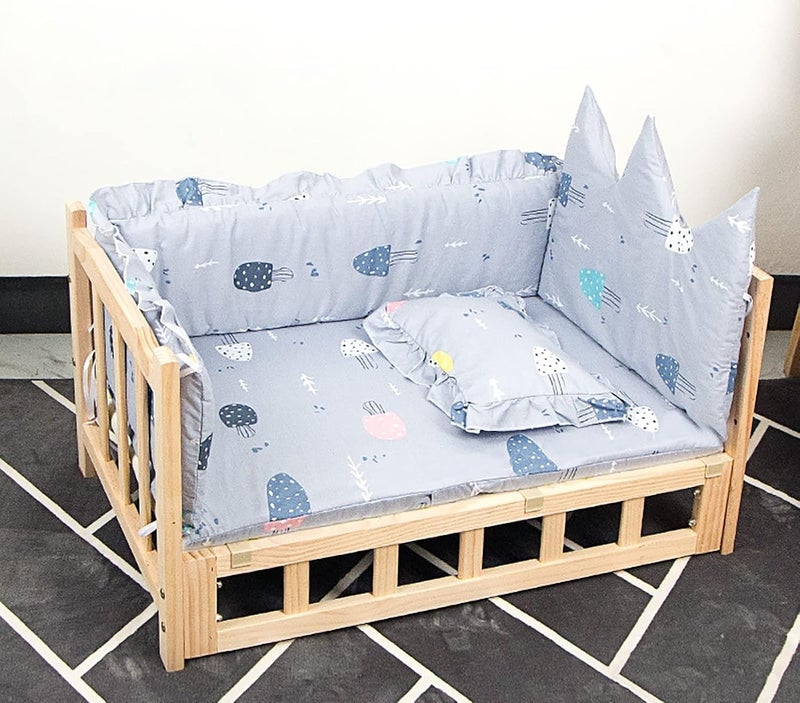 Wooden Elevated Dogs Bed, Small, Medium, Large Pets Couch Sofa, for Indoor/Outdoor/Training, Raised Beds for Golden Retriever, Bulldog (Color : Style2, Size : S-60x38x34cm/24x15x13) (Style1 S) - Image 2