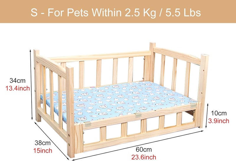 Wooden Elevated Dogs Bed, Small, Medium, Large Pets Couch Sofa, for Indoor/Outdoor/Training, Raised Beds for Golden Retriever, Bulldog (Color : Style2, Size : S-60x38x34cm/24x15x13) (Style1 S) - Image 3
