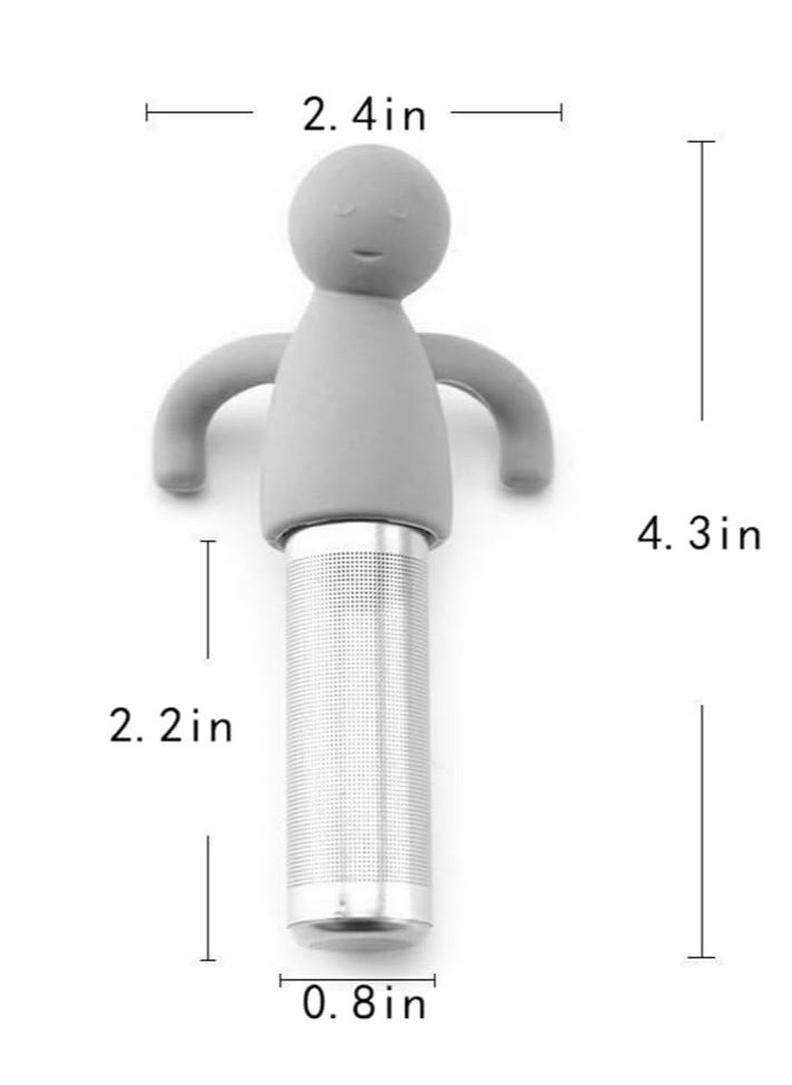 Oasisgalore - Cute Stainless Steel Tea Infuser with Extra Fine Mesh, S licone Handle, 4.3" (Gray) for Loose Leaf Tea. - Image 1