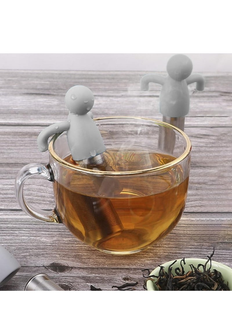 Oasisgalore - Cute Stainless Steel Tea Infuser with Extra Fine Mesh, S licone Handle, 4.3" (Gray) for Loose Leaf Tea. - Image 1