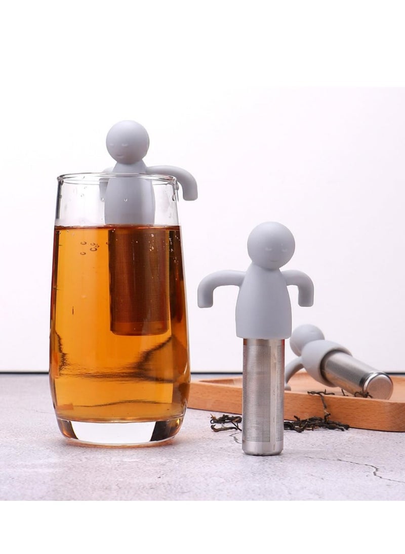 Oasisgalore - Cute Stainless Steel Tea Infuser with Extra Fine Mesh, S licone Handle, 4.3" (Gray) for Loose Leaf Tea. - Image 1