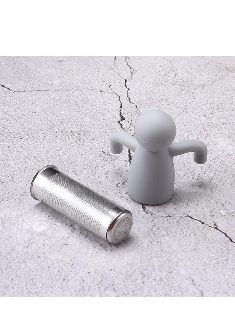 Oasisgalore - Cute Stainless Steel Tea Infuser with Extra Fine Mesh, S licone Handle, 4.3" (Gray) for Loose Leaf Tea. - Image 1