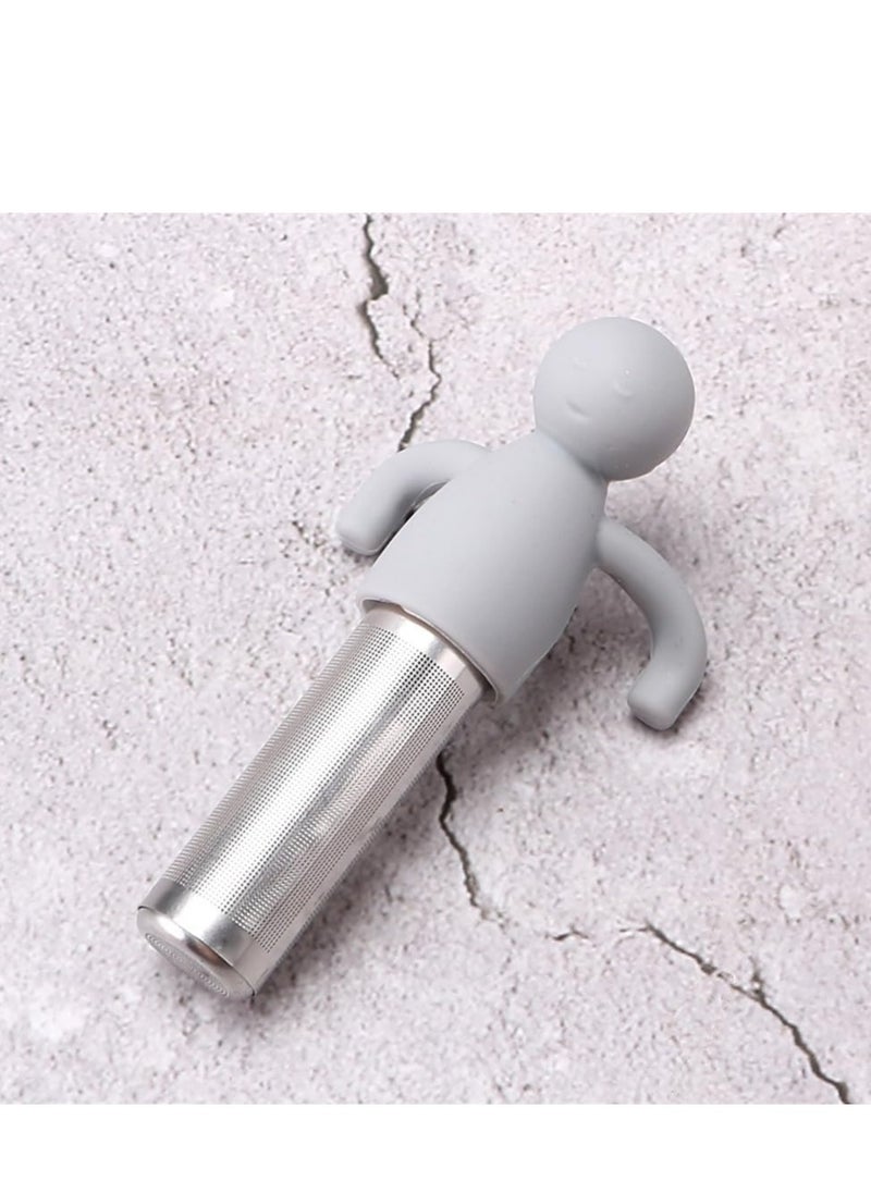 Oasisgalore - Cute Stainless Steel Tea Infuser with Extra Fine Mesh, S licone Handle, 4.3" (Gray) for Loose Leaf Tea. - Image 1