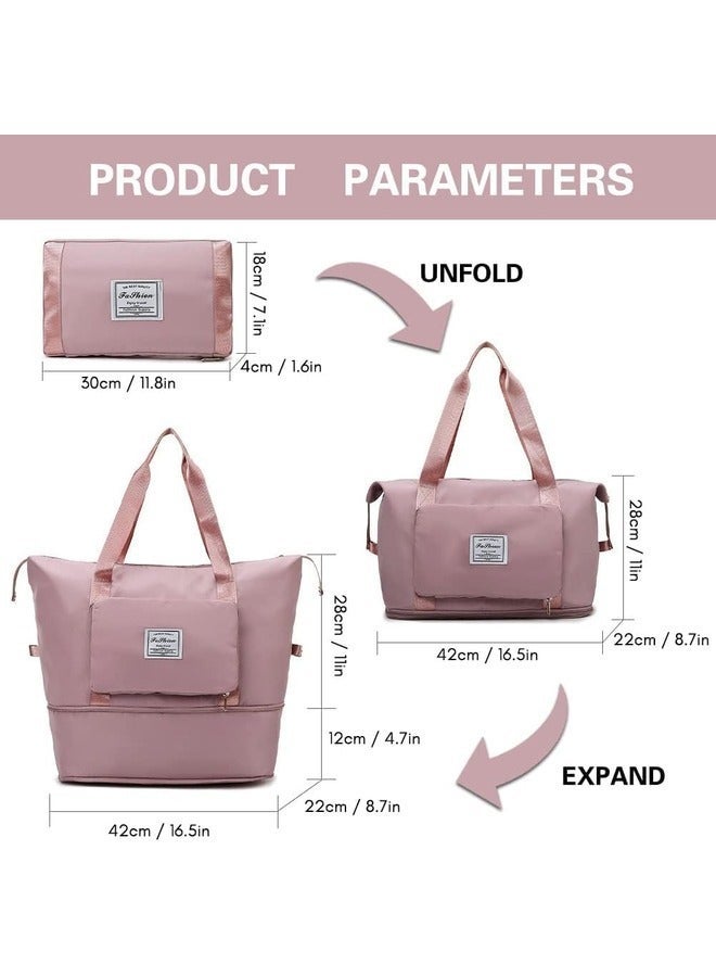 MYK Foldable Duffle Bag for Travelling Waterproof and Large Travel Bag for Women Luggage Expandable  Multipurpose Large Capacity Weekender Carry Bag for Women Travel Pink - Image 2