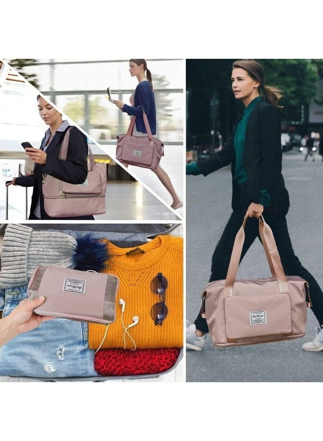 MYK Foldable Duffle Bag for Travelling Waterproof and Large Travel Bag for Women Luggage Expandable  Multipurpose Large Capacity Weekender Carry Bag for Women Travel Pink - Image 4