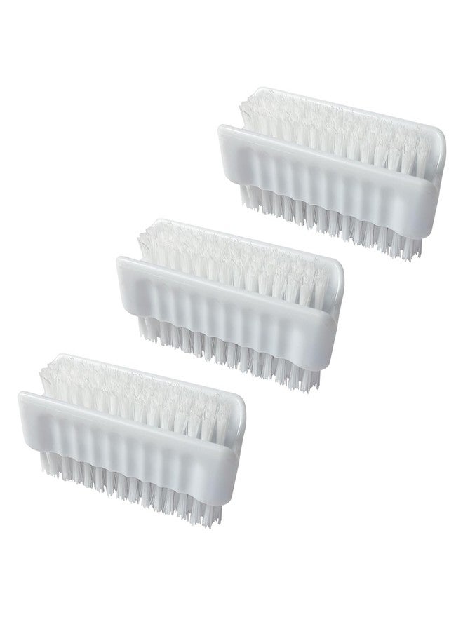 LOLA Classic Hand & Nail Brush, 2 Sided - 3 Pack, Soft & Stiff, Long-Lasting, Comfortable No-Slip Grip, Cleans Hands & Fingernails, White - Image 1