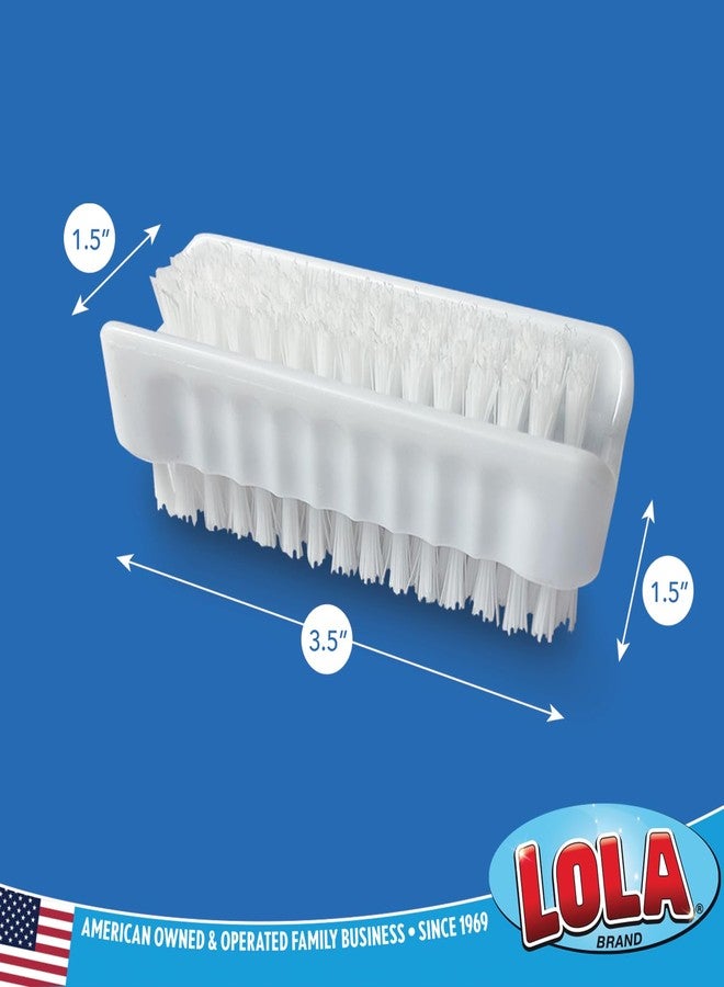 LOLA Classic Hand & Nail Brush, 2 Sided - 3 Pack, Soft & Stiff, Long-Lasting, Comfortable No-Slip Grip, Cleans Hands & Fingernails, White - Image 2