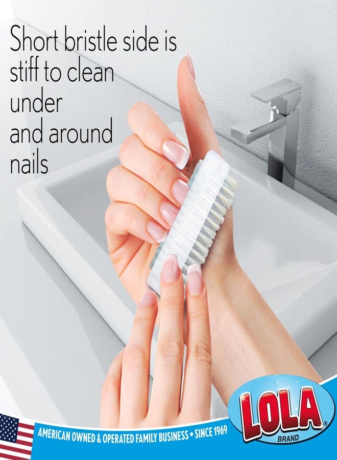 LOLA Classic Hand & Nail Brush, 2 Sided - 3 Pack, Soft & Stiff, Long-Lasting, Comfortable No-Slip Grip, Cleans Hands & Fingernails, White - Image 3